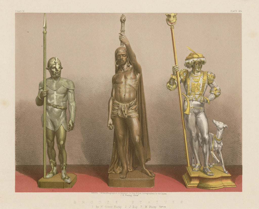INTERNATIONAL EXHIBITION. Bronze statues. Graux Marley Boy Miroy Paris 1862